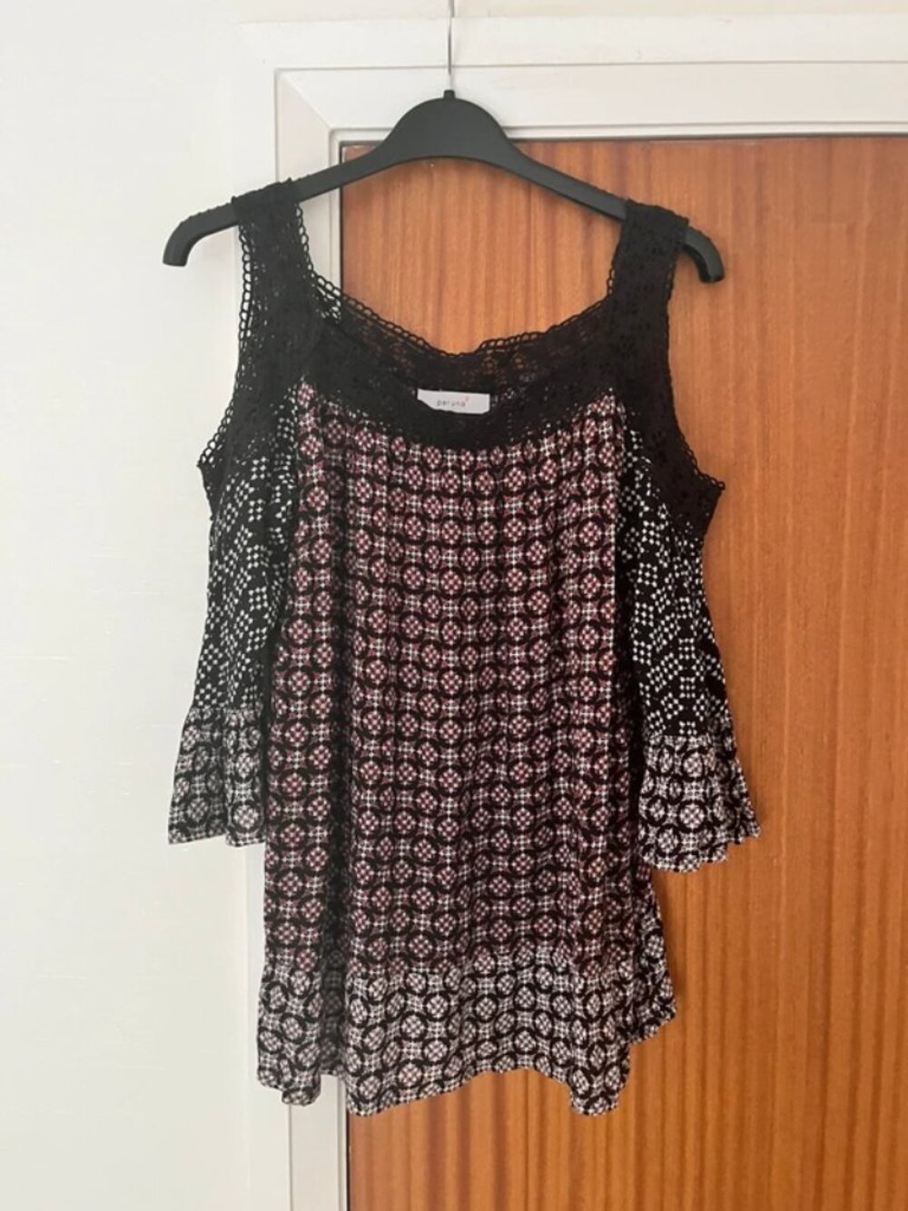 Per Una patterned vest top with lace size 12